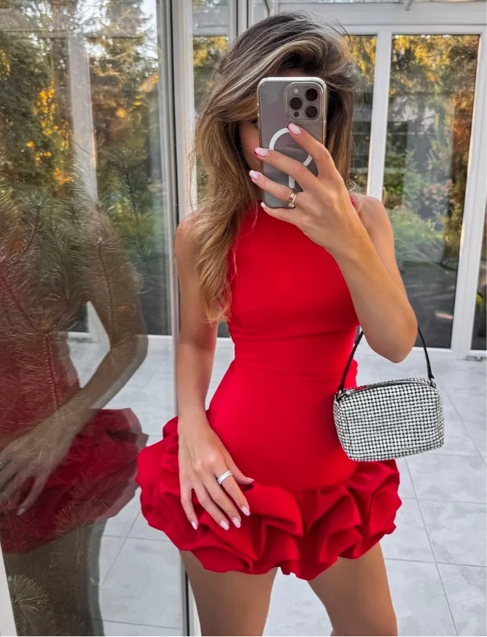 Red Ruffle Ball Dress