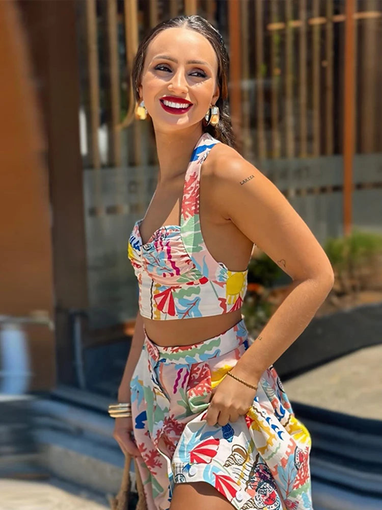 Summer Print Halter Top