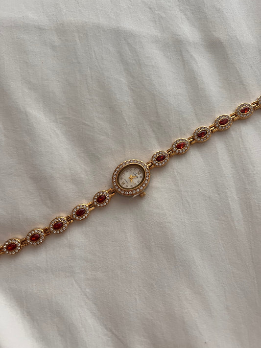 Vintage Dainty Ruby Red Watch