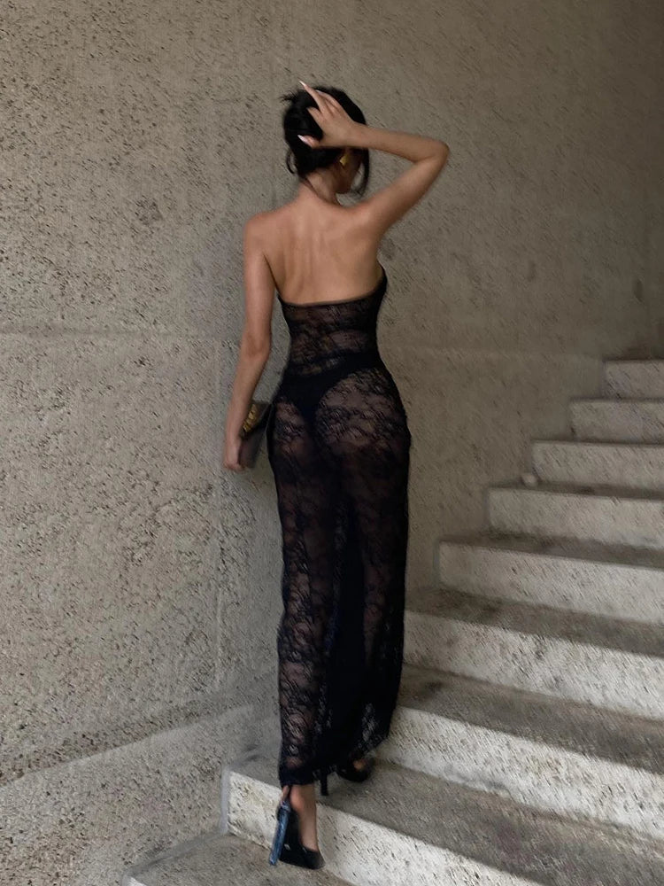 Sexy Lace Backless Maxi Dress