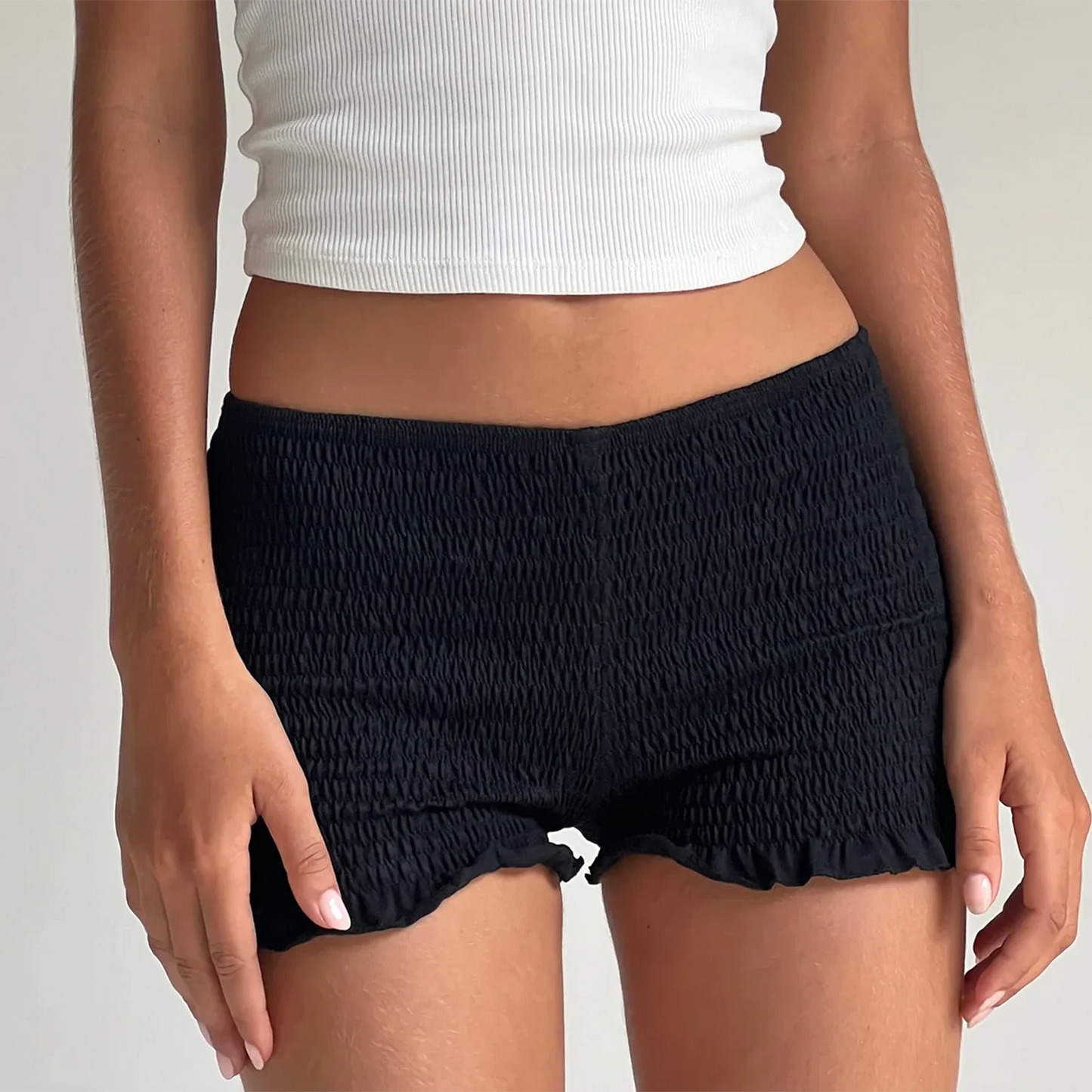 Ruffle Ruched Low Waist Shorts