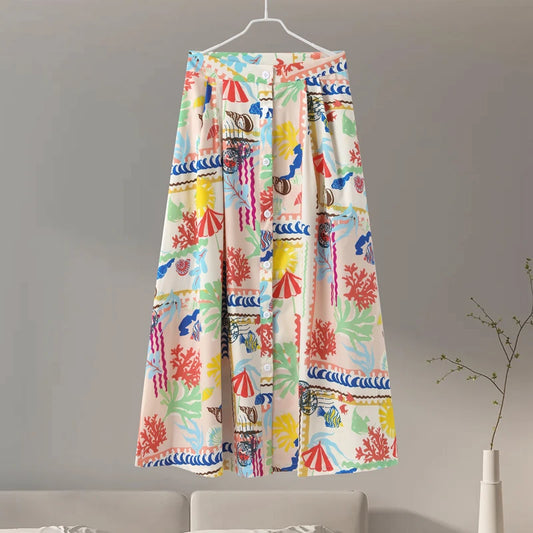 Summer Print Midi Skirt