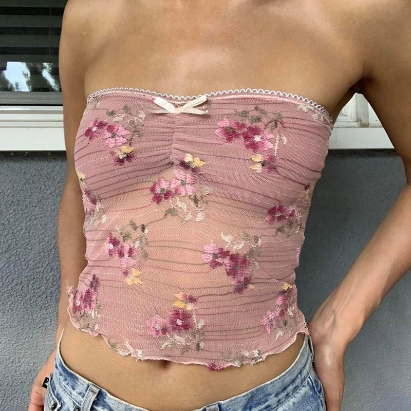 Coquette Pink Floral Bandeau