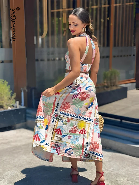 Summer Print Skirt Set