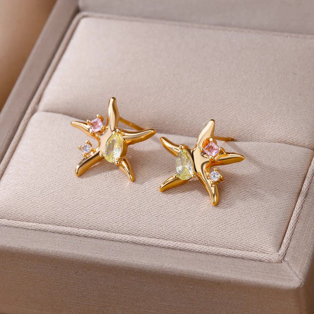 Zircon Stars Stud Earrings