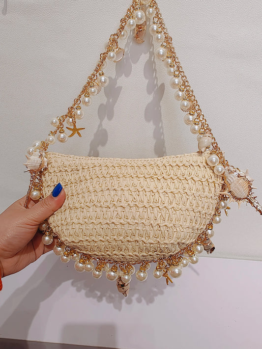 Beach Breeze Seashell Pearl Bag