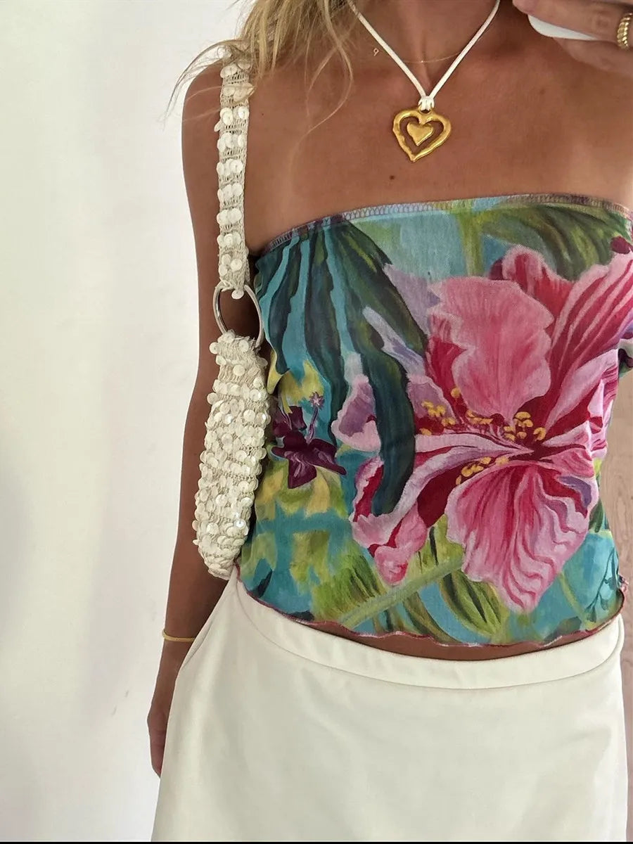 Loose Fit Floral Bandeau Top