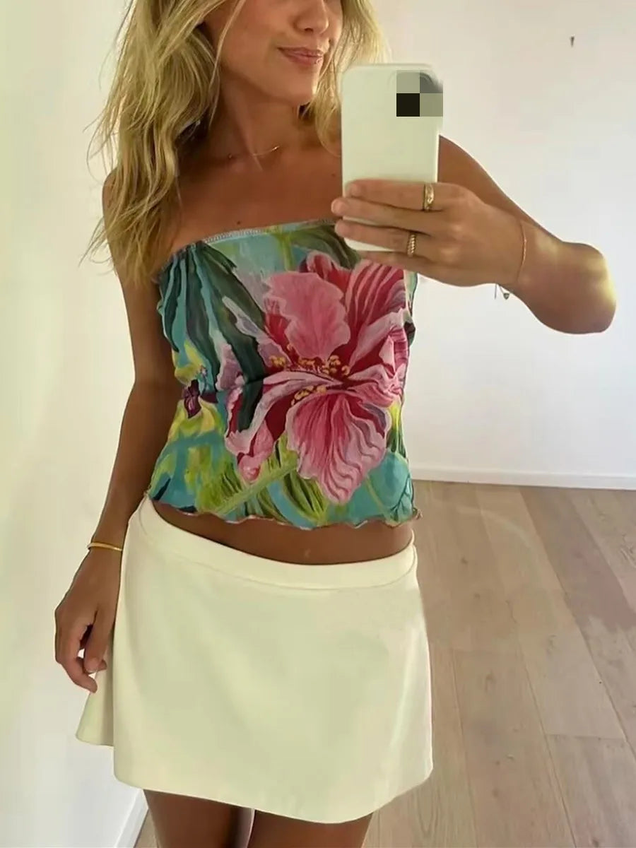 Loose Fit Floral Bandeau Top